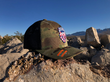 Load image into Gallery viewer, Camo Fitted Patch Hat