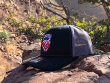 Load image into Gallery viewer, Black and Charcoal Trucker Hat