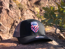 Load image into Gallery viewer, Black and Charcoal Trucker Hat